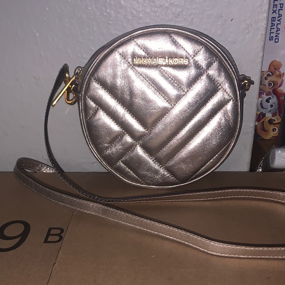Michael Kors Gold Quilted Crossbody Bag